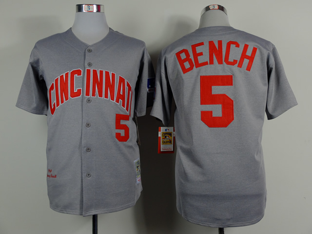 Men MLB Cincinnati Reds #5 Bench Grey jerseys